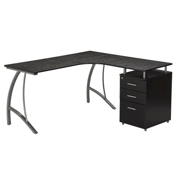 Back2Basics Modern L- Shaped Computer Desk with File Cabinet & Storage, Espresso - 30 x 59 x 55 in. BA2647836 - main